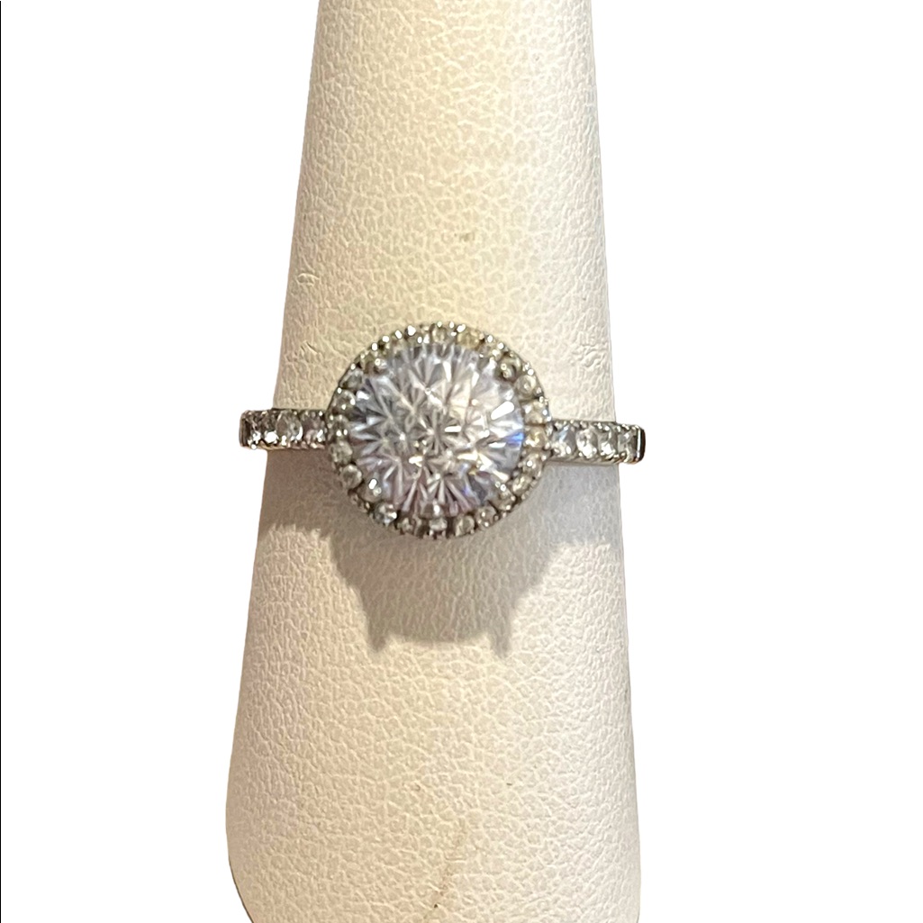 Vintage Sterling Silver Fadi 925 Cz Fancy Rhinestone Deco Ring